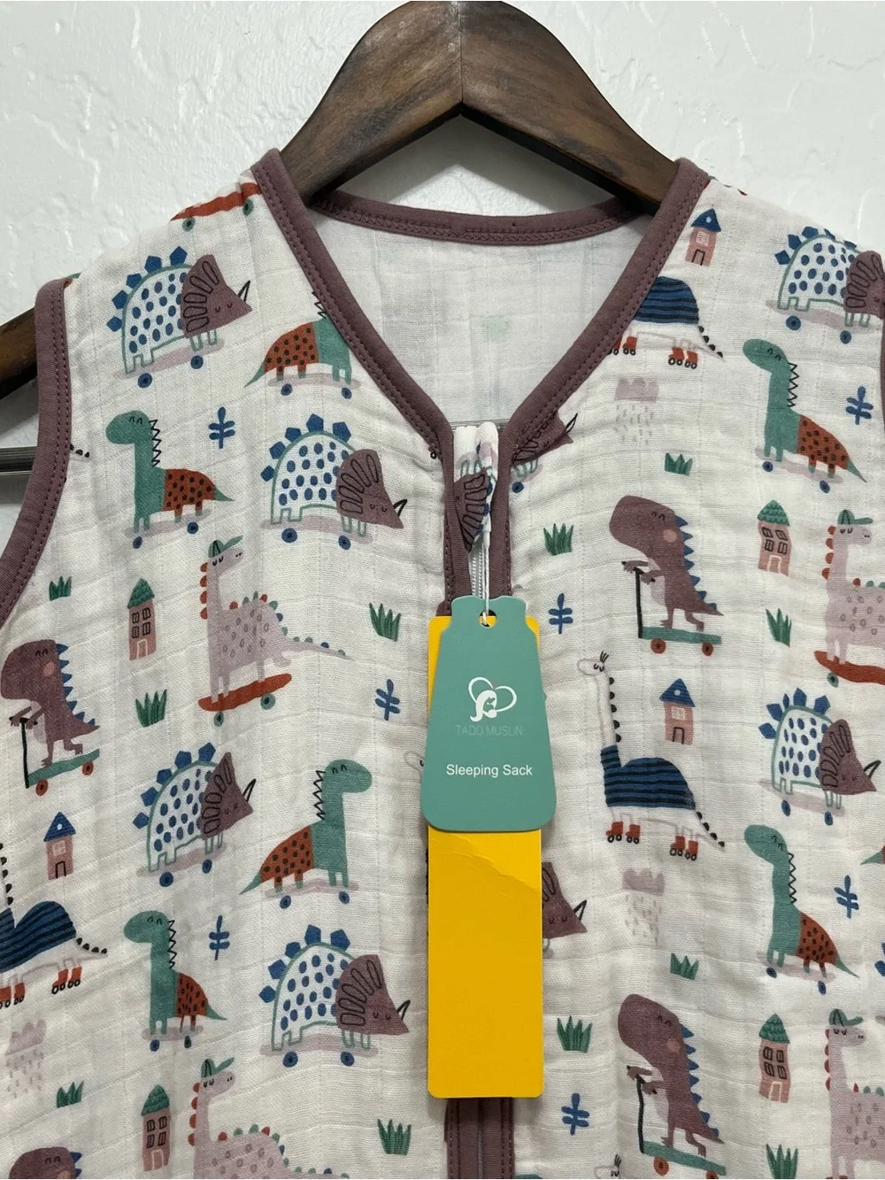 TADO Muslin Organic Cotton Toddler Sleep Sack - Dinosaur 2T-4T (0.5 TOG) NWT